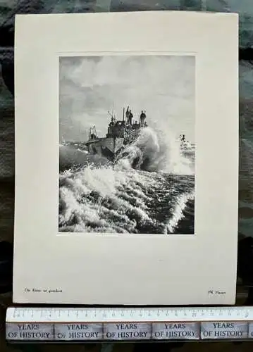 Original Druck Karton 1941 Marine Schnellboot Einsatz Küste sichern Frankreich