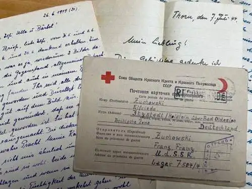 Gefangenenpost DRK Brief POW UDSSR Moskau n. Itzstedt Oldesloe Fam Zuchowski B25