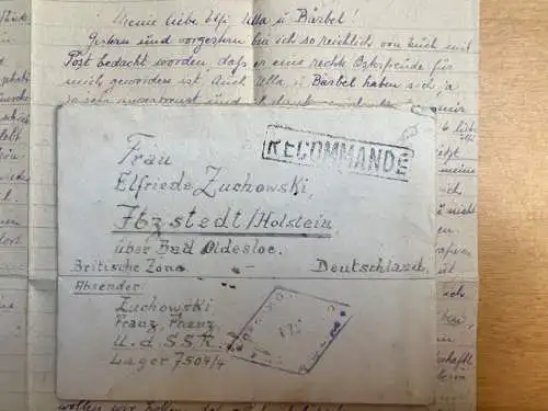 Gefangenenpost DRK Brief POW UDSSR Moskau n. Itzstedt Oldesloe Fam. Zuchowski B4