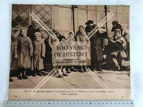 Foto Karton 1. WK - Flüchtlinge Kinder Jungs Mädchen in Russland Polen 30x24 cm