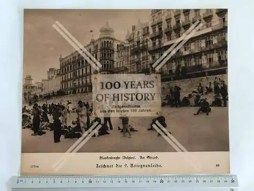 Foto Karton 1. WK Blankenberge Belgien Strand Sperren Draht Soldaten 30 x 24 cm