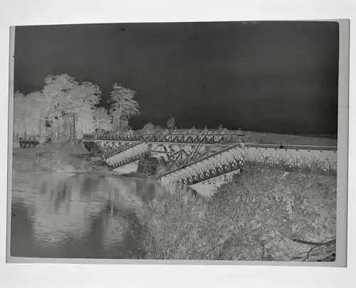 2x Original Negativ Brücke zerstört Wideraufbau Frankreich 1940