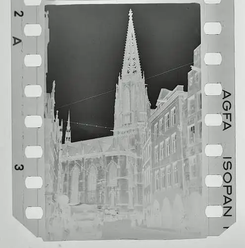 3x Original Negativ Luftwaffe Stadt Straßenansicht Kirche Frankreich 1943