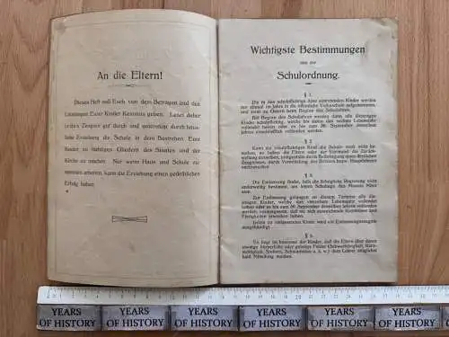 Zeugnis Heft Paul Böhmer Dortmund Aplerbeck Hörde 1912 Vater war Bergmann Zeche