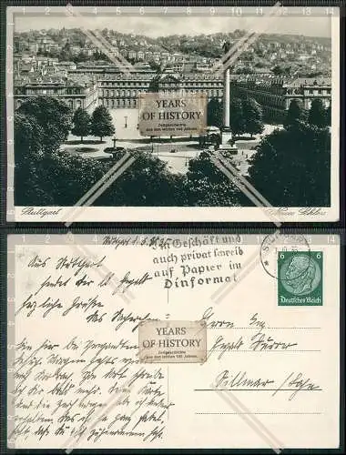 AK Stuttgart in Baden-Württemberg Neues Schloss 1933 gelaufen