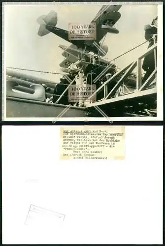 Großes orig. Pressefoto Bilderdienst mit Zettel Amerik. Kriegsschiff Admiral Ree