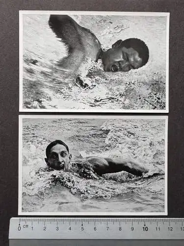 Schwimmen - Ference Csik Ungarn und Terada Japan - OLYMPIA 1936 Sammelbild 82+85