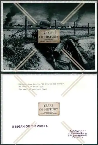 Foto 24x17cm Soldaten Graben Stacheldraht Polen 1939 Film Foto Text Rückseite