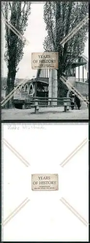 Foto 23x17cm Vlotho Lippe Weser Fußweg Ruhebank an der Brücke Uferpartie 1940