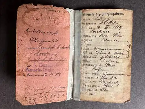 Soldbuch 1.WK Lonkau Kr. Pless Oberschlesien Preußen Res. Inf. Rgt. 23 u. andere