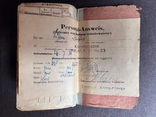 Soldbuch 1.WK Lonkau Kr. Pless Oberschlesien Preußen Res. Inf. Rgt. 23 u. andere