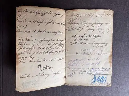 Soldbuch 1.WK Lonkau Kr. Pless Oberschlesien Preußen Res. Inf. Rgt. 23 u. andere