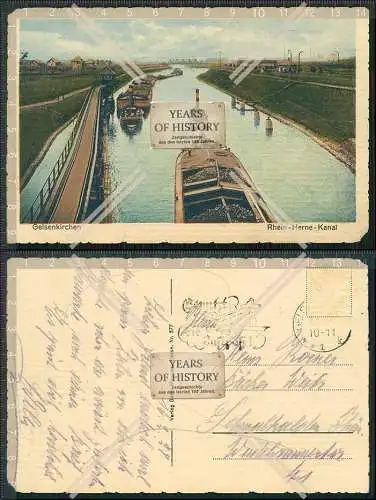 AK Gelsenkirchen Ruhrgebiet Lastkähne auf dem Rhein-Herne-Kanal 1928 gelaufen