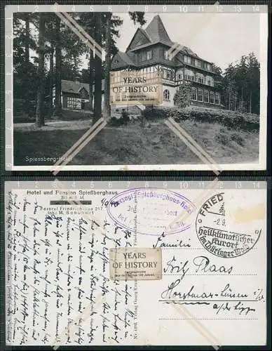 Foto AK Friedrichroda im Thüringer Wald Hotel Spießberg-Haus 1940 gelaufen