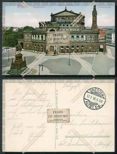 AK Dresden Altstadt Fernheizwerk Kgl. Hoftheater Opernhaus Feldpost 1916 gel.