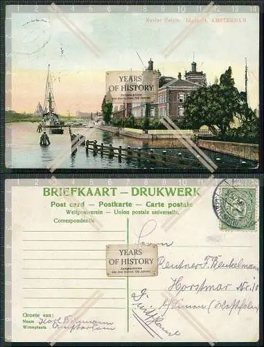 AK Amsterdam Holland Netherlands Marine Navy Paleis Ijgracht Amsterdam 1909 gel.