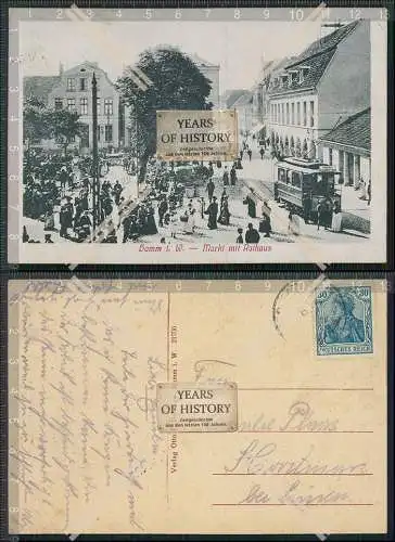 AK Hamm in Westfalen Markt mit Rathaus Straßenbahn Passanten 1918 gelaufen