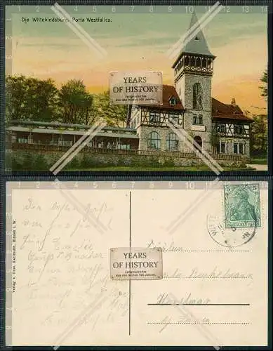 AK Porta Westfalica Weser Minden Wittekindsburg Außenterrasse 1912 gel.