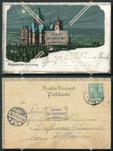 AK Litho Königswinter am Rhein Schloss Drachenburg Mondschein 1902 gelaufen