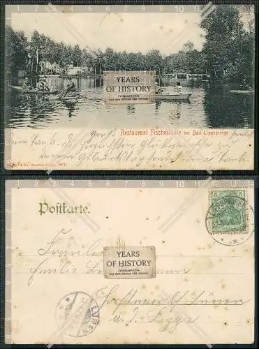 AK Bad Lippspringe Restaurant Fischerhütte am See Ruderboote 1904 gelaufen