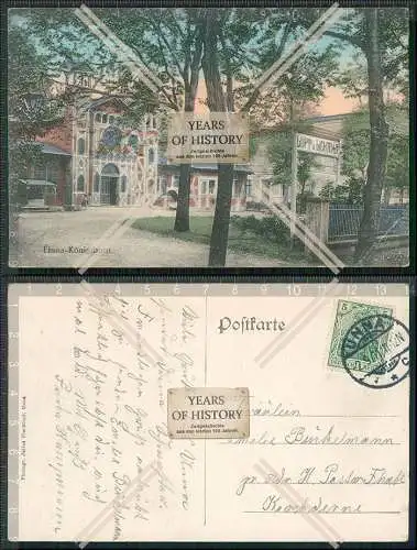 AK Litho Königsborn Unna b. Dortmund Badehaus Parkhaus 1911 gel. Knick unten rec