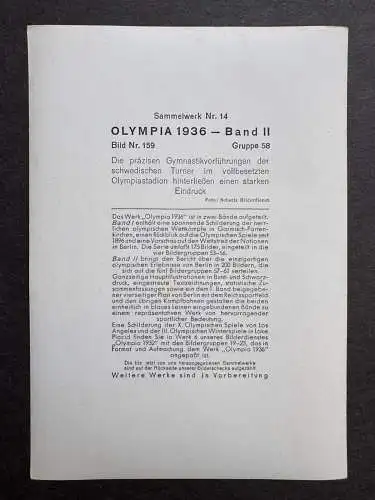 Gymnastikvorführungen der schwedischen Turner Berlin OLYMPIA 1936 Sammelbild 159