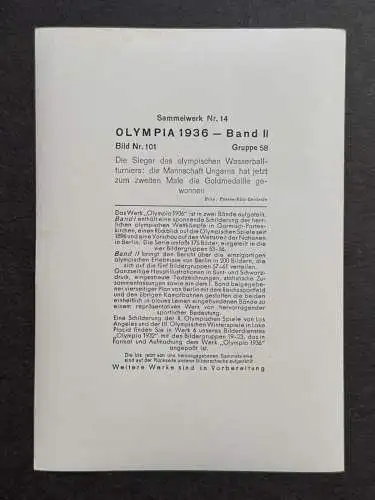 Die Mannschaft Ungarn Sieger im Wasserball Turnier - OLYMPIA 1936 Sammelbild 101