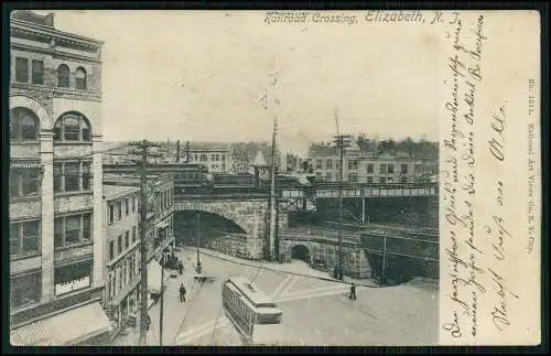 AK  Railroad Railway Crossing Elizabeth N. J. New Jersey USA 1903 gel.