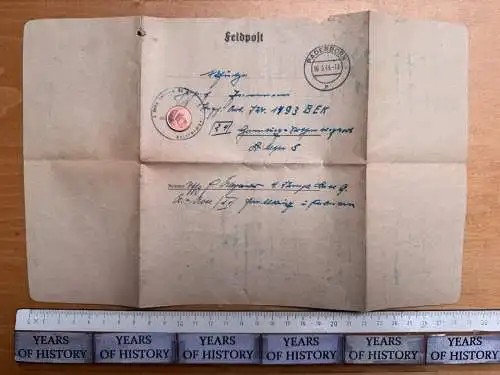 Feldpost-Brief - 1944 gelaufen Paderborn Nordrhein-Westfalen ......
