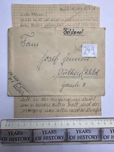Feldpostbrief Russland 1943 - von Josef Jennen - aus Dülken Alt-Viersen - 249