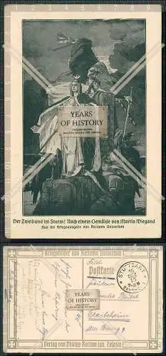 AK Wiegand Der Zweibund im Sturm Feldpost Stuttgart 1915 gel.  Nationalallegori