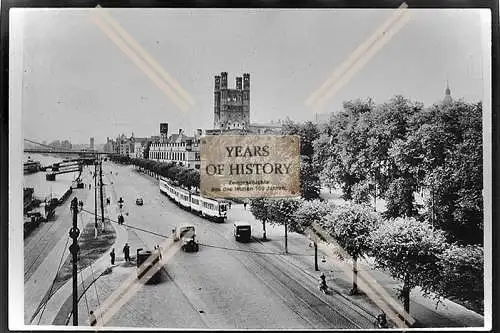 Foto Köln 1944-46 Rhein Ufer Promenade Straße Straßenbahn Kirche Groß St. Martin