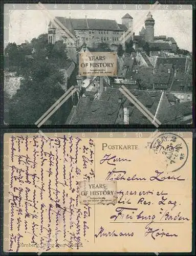 AK Nürnberg Burg von Süden 1915 gelaufen