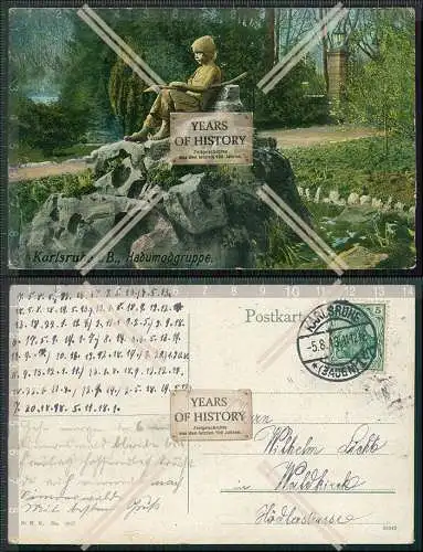 AK Ansichtskarte Karlsruhe Baden Württemberg Stadtgarten Hadumodgruppe 1913 gel.