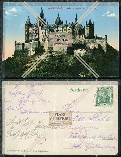 AK Zimmern Bisingen im Zollernalbkreis Burg Hohenzollern 1912 gelaufen
