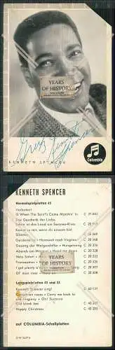 Autogramm Portrait Sänger Kenneth Spencer Portrait Electrola Die Welt ist rund..