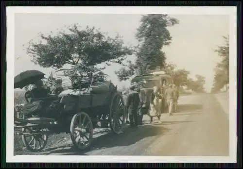 3x Foto Flüchtlinge mit Pferd und Kutsche Fahrzeuge Belgien Frankreich 1940-41