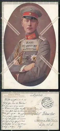 AK Kronprinz Wilhelm Preußen Portrait Uniform Orden 1915 Feldpost Königsberg