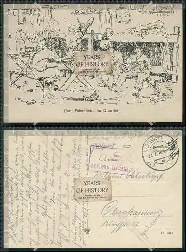AK Künstler Feldpostkarte 1.WK nach Feierabend im Quartier 1918 Feldpost gel.