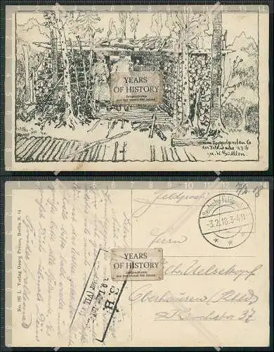 AK Künstler Feldpostkarte 1.WK Doppelposten Feldwache Bunker 1918 Feldpost gel