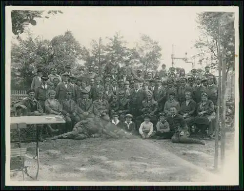 Foto Gruppe Motorrad Krad-Fahrer mit Lederjacke Haube & Schutzbrille 1938-39