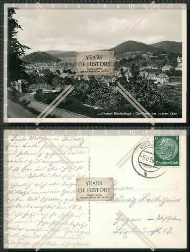 AK Biedenkopf an der Lahn Blick vom Tannhäuser auf die Stadt mit Burg 1939 gel.