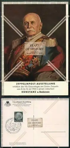 AK Künstler Konstanz Zeppelinpost Ausstellung - Stempel Marke 1938 Graf Zeppelin