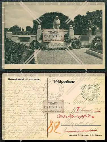 AK Bayerndenkmal Kriegerdenkmal bei Ingersheim Feldpost 1916 gelaufen