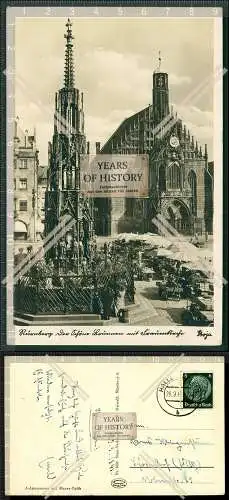 Foto AK Nürnberg Frauenkirche 1941 aufgenommen mit Meyer Optik gelaufen