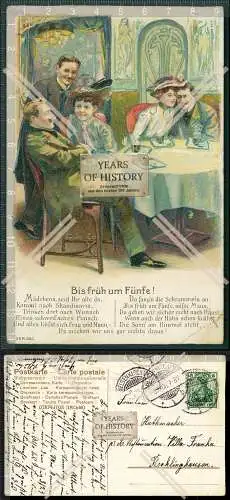 AK Prägelitho Serie 566 Bis früh um Fünfe  gel. 1906 Mädchens seid ihr alle.....