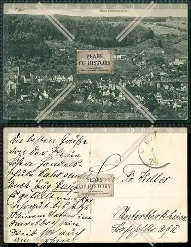 AK  Calw im Schwarzwald Totalansicht mit Höhere Handelsschule 1914 gelaufen