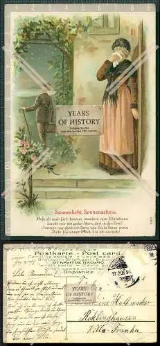 AK Prägelitho Serie 580 Sonnenlicht Sonnenschein gel. 1906 muss ich auch fort...