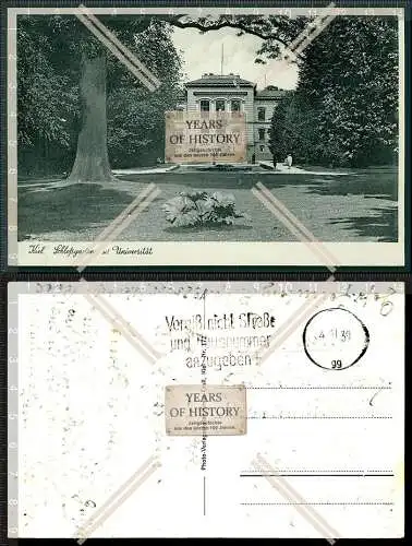 AK Kiel Schlossgarten und Universität 1939 Feldpost gelaufen Sonderstempel