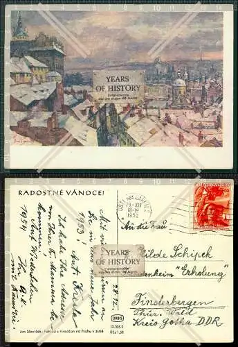 Künstler AK Radostne Vanoce Tschechische Republik Winterlandschaft Stempel